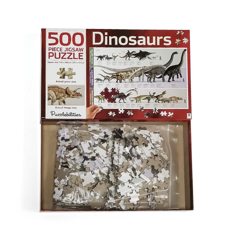 Venta al por mayor Adultos Juguetes Juegos Rompecabezas Cartón gris Dinosaurio Patrón Rompecabezas