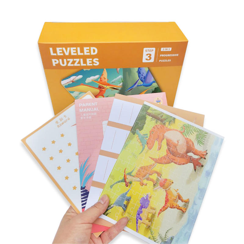 Rompecabezas divertido de papel para niños de cartón respetuoso con el medio ambiente de la serie de niveles educativos de muestra gratis