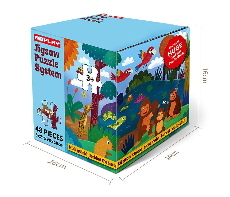 Venta al por mayor personalizar 48 piezas de cartón niños rompecabezas para niños juguete